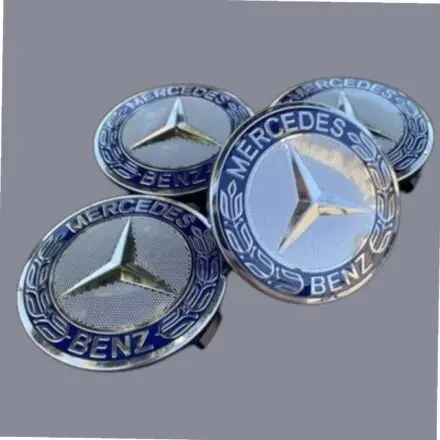 Mercedes-Benz Wheel Center Caps 75mm (2.95") Silver Star, Set of 4 2 Mercedes-Benz wheel center caps 75mm Silver Star set of 4