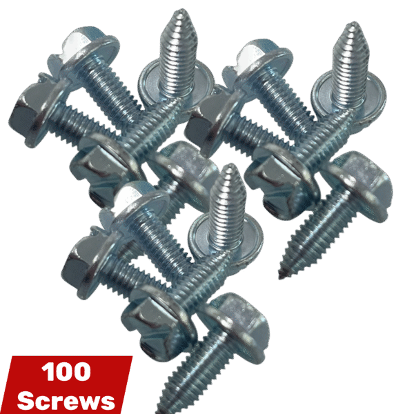 100 LICENSE PLATE SCREWS SLOTTED HEX HEAD SELF TAPPING Standard / Metric