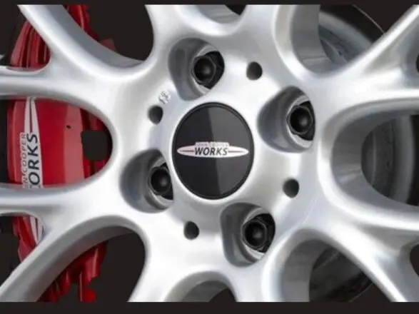 MINI JCW wheel center caps 54mm OEM John Cooper Works logo set of 4