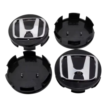 Honda Civic wheel center caps 58mm black and chrome set of 4