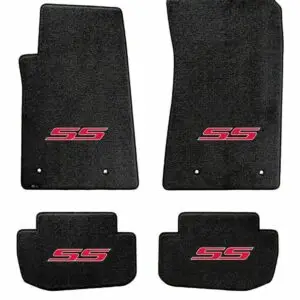 2014-2017 Chevrolet SS Sedan Set of 4 Blk Lloyd Mats Volourtex with Red or Silver SS Logo