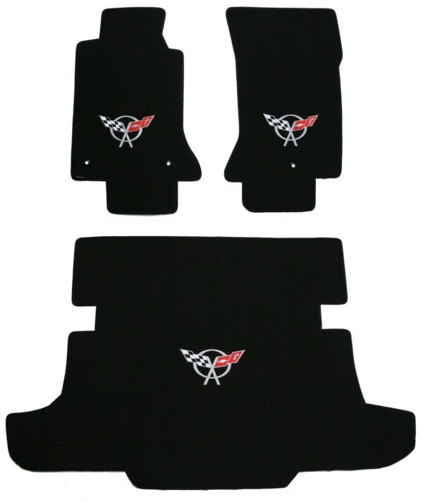 Lloyd Mats Velourtex 3PC FLOOR MAT SET Silver C5 logos 1997 to 2004 Corvette COUPE